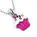 Hot Pink Flat Mini Cupcake Pendant Necklace Fashion Jewelry