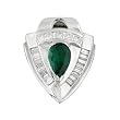 14K White Gold Emerald and Diamond Pendant