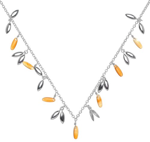 Sterling Silver Carnelian Charm Drop Necklace, 18