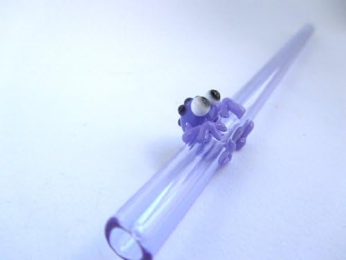 Glass Drinking Straw- Purple Frog on Lavender Glass Straw