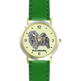 Lhasa Apso (SC) Dog - WATCHBUDDY® DESIGNER DELUXE TWO-TONE THEME WATCH - Arabic Numbers-EMERALD... by WatchBuddy