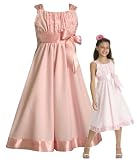Bonnie Jean Girls 7-16 PINK SOUTACHE EMBROIDERED EMPIRE WAIST SATIN LINEN Special Occasion Wedding Flower Girl Easter Pagenat Party Dress