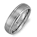 Tungsten Carbide Men's Ladies Unisex Ring Wedding Band 6MM Dome Two Grooves Brushed & Polished Comfort Fit (Available in Sizes 7 to 11) Size 10