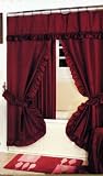 BURGUNDY DOUBLE SWAG SHOWER AND LINER