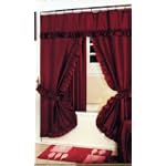 BURGUNDY DOUBLE SWAG SHOWER CURTAIN AND LINER