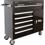 Homak H2PRO 41in. 6-Drawer Roller Tool Cabinet with 2 Compartment Drawers - Black, 41 15/16in.W x 22 7/8in.D x 42 1/4in.H, Model BK04041062