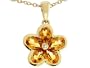 1.81 cttw .85 inch long Flower Pendant made with one Diamond and Genuine Pear Shape AAA Citrine. in 14 kt White Gold