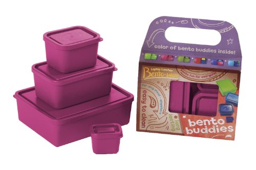 Laptop Lunches Bento-ware Bento Buddies, 4 BPA-free Lunchbox Containers with Leak-proof Lids, Pink (B650w-pink)
