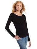 Lilla P Women's Pima Jersey Long Sleeve Ruched Waist Boatneck Shirt