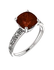 Platinum 8.00x8.00mm Antique Cushion Cut Mozambique Garnet Ring -- LIFETIME WARRANTY