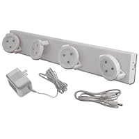 Rite Lite LPL704W-AC 12 LED 4 Independent Light Head Wireless and Wired Track Style Under Cabinet Light White