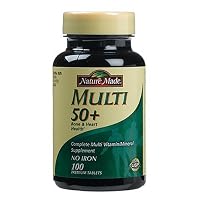 Nature Made Multi 50+ Multi Vitamin/Mineral with Calcium (No Iron), 100 Tablets (Pack of 3)