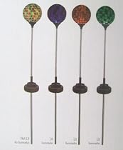 Stained Glass Mosaic Tiled Solar Globe Landscaping Lights with Spectrum Color Changing LED, 4 Piece Set