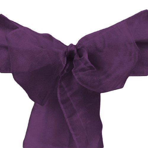 LinenTablecloth Organza Sash (10-Piece) Eggplant