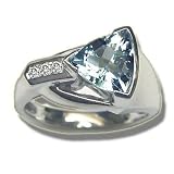 .07 CT 8MM TRILLION AQUA LADIES WHITE GOLD RING