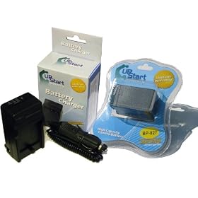 UpStart Battery New - Fully Decoded Canon BP-827 Battery and Charger Kit for Canon Camcorders. This 3400mAh BP-827 Battery is our longest lasting available.