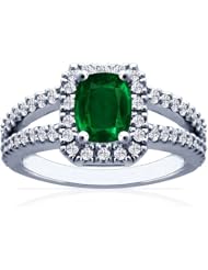 14K White Gold Cushion Cut Emerald Ring With Sidestones (GIA Certificate)