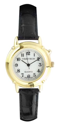 TimeTech ladies round GloBrite luminous leather strap watch