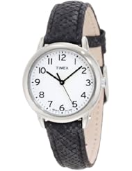 Timex Womens T2N964 Elevated Classics Black Python Patterned Strap Watch