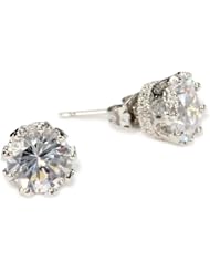 CZ by Kenneth Jay Lane "Classic Cubic Zirconia" Platinum-Plated Silver Stud Earrings , 4.0 cttw