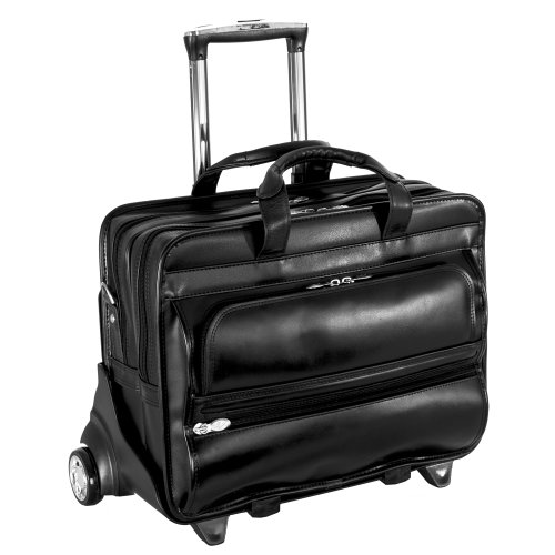McKleinUSA FRANKLIN 86445 Black Leather 17 Detachable Wheeled Laptop Case US PATENT # 6,595,334 On Sale