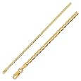 14K Gold Mariner Concaved Chain 3mm 24 inch with Lobster-Claw Lock Italy Yellow Gold Chain