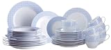 Produkt-Bild: Domestic 923230 Kombiservice 30-teilig Levante mit je 6 Tassen, Untertassen, Desserteller, Teller tief und Teller flach blau