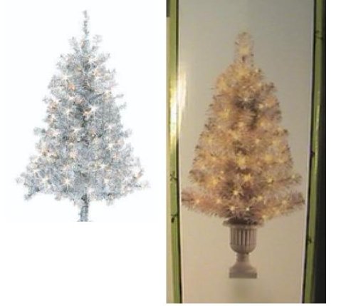 2 FEET SILVER PRELIT TREE IN URN CHRISTMAS DECORATION