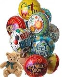 12 Mylar Balloon Bouquet with Bear, Get Well - B000MD7G02