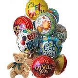 12 Mylar Balloon Bouquet with Bear, Get Well