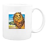 Mug with male, human, body, lion, mane, individuals, individual, persons, cat, savannah, humans, people, person