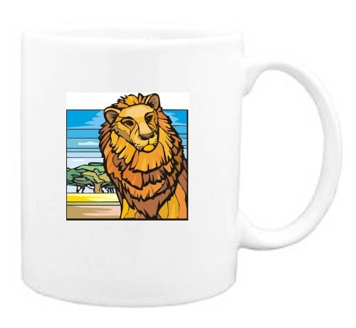 Mug with male, human, body, lion, mane, individuals, individual, persons, cat, savannah, humans, people, person