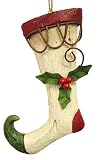 Country Folk Art Holly Berry Stocking Christmas Ornament #5518