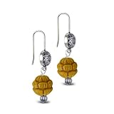 Sterling Native Pearl & Mustard Jasper Flower Earrings