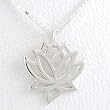Cut Out Design Lotus Flower Pendant in Sterling Silver on 16" Box Chain, #8452