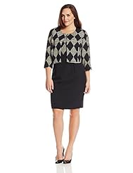 Plus Size Houndstooth Print Round Neck  Dress
