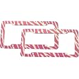 Zebra Safari Animal Car License Plate Frame Plastic - Pink and White - Pair