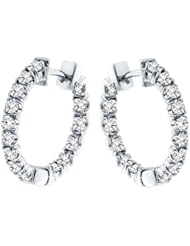 1.50 CT TW Inside/Outside Round Diamond Hoop Earrings in 14k White Gold