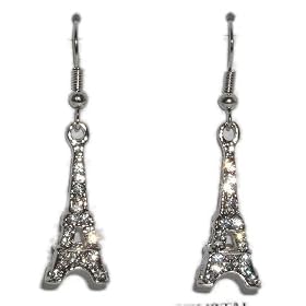 Austrian Crystal 3D Eiffel Tower Paris Dangle Earrings