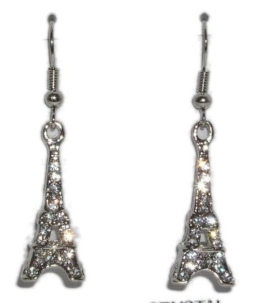 Click here to buy Austrian Crystal 3D Eiffel Tower Paris Dangle Earrings.