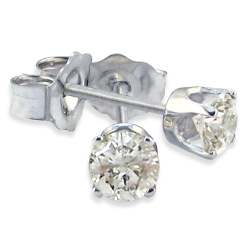 14k White Gold Round, Diamond Stud Earrings (1/3 cttw, IJK, I2-I3)