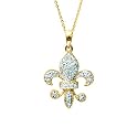 14K Yellow Gold Diamond 0.12 ctw Fleur De Lis Pendant