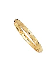 7" 10K Yellow Gold 6.0mm (1/4") Polished Textured High Domed w/ Diamond Shape Pattern Bangle