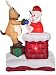 Gemmy 11219 Animated Airblown Inflatable - Deer Pulling Santa from Chimney, 6 Feet Tall