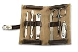 Brown Leather 6 Piece Travel Manicure Set