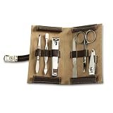 Brown Leather 6 Piece Travel Manicure Set-BB172
