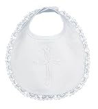 Lauren Madison baby girl Christening Baptism Special occasion Infant Embroidered cross Bib