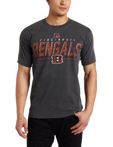 NFL Men's Cincinnati Bengals Vintage Roster II Short Sleeve Pigment Dye Tee (Gray, Large)