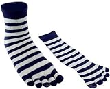 Adult Blue & White Striped Toe Socks