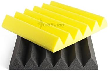 2" Wedge | WaavLab Acoustic Studio Foam Kontrol Series | 48 Pack (Yellow/Charocal)